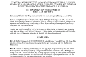 Nghị quyết 08/NQ-HĐND 2013 bãi bỏ mức chi hỗ trợ công tác xây dựng văn bản pháp luật Khánh Hòa