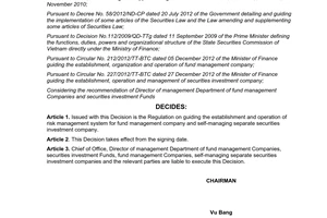 Decision No. 428/QD-UBCK 2013 guiding the establishment and operation of risk management system