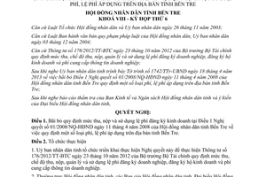 Nghị quyết số 08/2013/NQ-HĐND bãi bỏ một số loại phí lệ phí Bến Tre