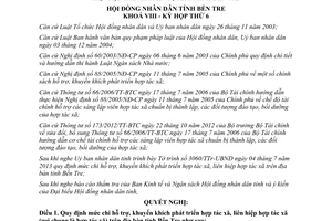 Nghị quyết 06/2013/NQ-HĐND chi phát triển hợp tác xã liên hiệp hợp tác xã Bến Tre