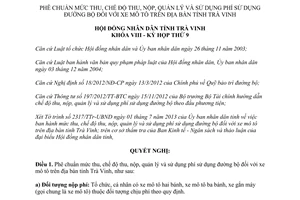 Nghị quyết 06/2013/NQ-HĐND mức thu sử dụng phí đường bộ xe mô tô Trà Vinh