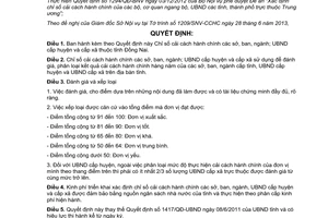 Quyết định 2141/QĐ-UBND 2013 Chỉ số cải cách hành chính sở ban Đồng Nai