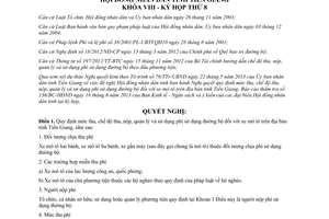 Nghị quyết 48/2013/NQ-HĐND mức thu phí sử dụng đường bộ xe mô tô Tiền Giang