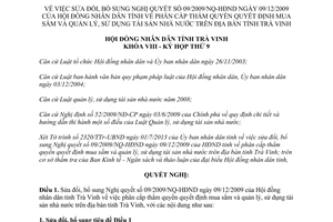 Nghị quyết 03/2013/NQ-HĐND sửa đổi Nghị quyết 09/2009/NQ-HĐND Trà Vinh