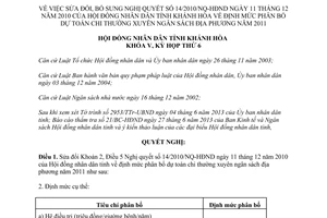 Nghị quyết 03/2013/NQ-HĐND sửa đổi Nghị quyết 14/2010/NQ-HĐND Khánh Hòa