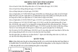 Nghị quyết 20/2013/NQ-HĐND phí sử dụng đường bộ đối với xe mô tô Nam Định