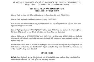 Nghị quyết 01/2013/NQ-HĐND định mức chi tiêu tài chính Hội đồng nhân dân Trà Vinh