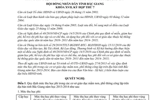 Nghị quyết số 13/2013/NQ-HĐND học phí giáo dục mầm non phổ thông công lập Bắc Giang