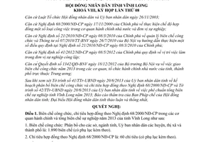 Nghị quyết 67/NQ-HĐND 2013 biên chế công chức chỉ tiêu hợp đồng Vĩnh Long