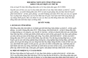 Nghị quyết 71/2013/NQ-HĐND tiếp tục thực hiện nhiệm vụ kinh tế xã hội quốc phòng Vĩnh Long