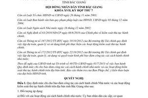 Nghị quyết số 15/2013/NQ-HĐND chi cải cách hành chính kiểm soát thủ tục hành chính Bắc Giang