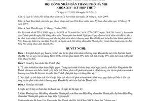 Nghị quyết 06/2013/NQ-HĐND tỷ lệ diện tích đất ở nhà ở phát triển nhà khu đô thị mới Hà Nội