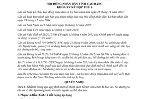 Nghị quyết 05/2013/NQ-HĐND hỗ trợ viên chức đi đào tạo bồi dưỡng Cao Bằng