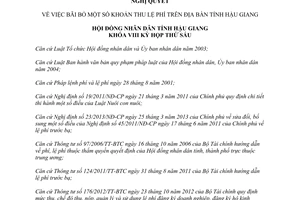 Nghị quyết 09/NQ-HĐND năm 2013 bãi bỏ lệ phí Hậu Giang