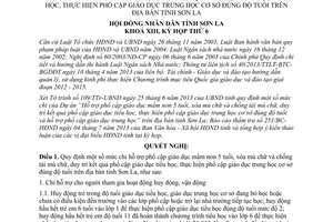 Nghị quyết 50/2013/NQ-HĐND chi hỗ trợ phổ cập giáo dục mầm non xóa mù chữ Sơn La