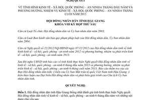 Nghị quyết 07/2013/NQ-HĐND kinh tế xã hội quốc phòng an ninh 6 tháng đầu năm Hậu Giang