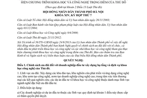 Nghị quyết 04/2013/NQ-HĐND chính sách ưu đãi đầu tư phát triển khoa học công nghệ Hà Nội