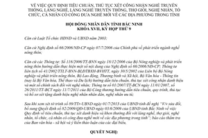 Nghị quyết 96/2013/NQ-HĐND17 tiêu chuẩn thủ tục công nhận nghề truyền thống Bắc Ninh