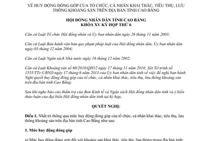 Nghị quyết 02/2013/NQ-HĐND huy động đóng góp tổ chức cá nhân khai thác tiêu thụ lưu thông khoáng sản Cao Bằng