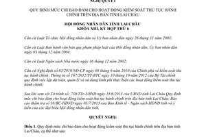 Nghị quyết 79/2013/NQ-HĐND mức chi bảo đảm hoạt động kiểm soát thủ tục hành chính Lai Châu