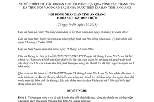 Nghị quyết 07/2013/NQ-HĐND khoản thu hồi qua công tác thanh tra nộp ngân sách An Giang