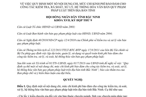 Nghị quyết 98/2013/NQ-HĐND17 kinh phí bảo đảm hệ thống hóa văn bản quy phạm pháp luật Bắc Ninh