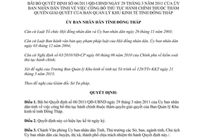 Quyết định 675/QĐ-UBND-HC 2013 bãi bỏ 06/2011/QĐ-UBND thủ tục hành chính Ban Quản lý Khu kinh tế Đồng Tháp