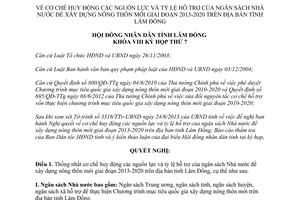 Nghị quyết 74/2013/NQ-HĐND huy động ngân sách xây nông thôn mới 2013 2020 Lâm Đồng