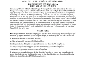 Nghị quyết 47/2013/NQ-HĐND lệ phí đăng ký giao dịch bảo đảm Sơn La