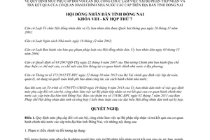 Nghị quyết 83/2013/NQ-HĐND mức phụ cấp cán bộ công chức làm việc Bộ phận tiếp nhận trả kết quả Đồng Nai