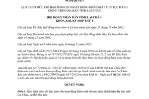 Nghị quyết 78/2013/NQ-HĐND mức chi bảo đảm hoạt động kiểm soát thủ tục hành chính Lai Châu
