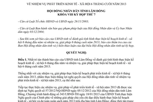 Nghị quyết 73/2013/NQ-HĐND nhiệm vụ phát triển kinh tế xã hội 06 tháng cuối 2013 Lâm Đồng