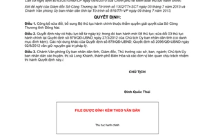 Quyết định 2162/QĐ-UBND 2013 sửa đổi thủ tục hành chính Sở Công Thương Đồng Nai