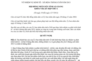 Nghị quyết 02/2013/NQ-HĐND phát triển kinh tế xã hội 6 tháng đầu 2013 An Giang