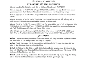 Quyết định 1582/QĐ-UBND 2013 chuyển biên chế công chức Văn phòng Ủy ban sang Sở Tư pháp Quảng Bình