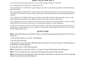 Nghị quyết 25/2013/NQ-HĐND mức thu lệ phí cấp bản sao chứng thực Tây Ninh