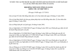 Nghị quyết 08/2013/NQ-HĐND lệ phí trước bạ ô tô chở người dưới 10 chỗ ngồi An Giang