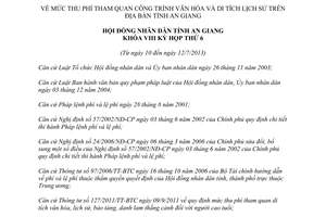 Nghị quyết 05/2013/NQ-HĐND thu phí tham quan văn hóa di tích lịch sử An Giang