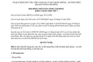 Nghị quyết 75/2013/NQ-HĐND quy định mức thu nộp quản lý Quỹ Quốc phòng An ninh