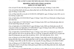 Nghị quyết 03/2013/NQ-HĐND danh mục mức thu phí lệ phí học phí Cao Bằng