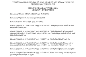 Nghị quyết 13/2013/NQ-HĐND sửa đổi bãi bỏ phí lệ phí Lào Cai