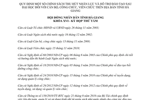 Nghị quyết 96/2013/NQ-HĐND chính sách thu hút nhân lực đào tạo sau đại học Hà Giang