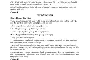 Thông tư 19/2013/TT-BYT quản lý chất lượng dịch vụ khám chữa bệnh tại bệnh viện