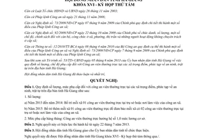 Nghị quyết 98/2013/NQ-HĐND số lượng mức phụ cấp công an viên thường trực các xã trọng điểm Hà Giang