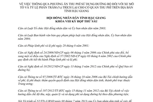 Nghị quyết 11/2013/NQ-HĐND thu phí sử dụng đường bộ xe mô tô Hậu Giang