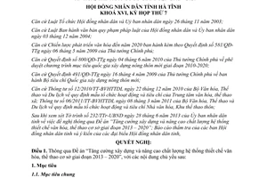Nghị quyết 55/2013/NQ-HĐND chất lượng hệ thống thiết chế văn hóa thể thao Hà Tĩnh