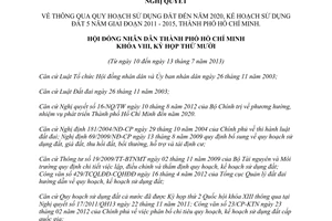 Nghị quyết 15/2013/NQ-HĐND quy hoạch sử dụng đất thành phố Hồ Chí Minh