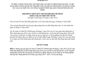 Nghị quyết 07/2013/NQ-HĐND tăng mức hỗ trợ cán bộ Hợp tác xã Nông nghiệp Hồ Chí Minh