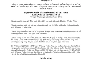 Nghị quyết 09/2013/NQ-HĐND chi công tác tiếp công dân xử lý đơn thư khiếu nại Hồ Chí Minh