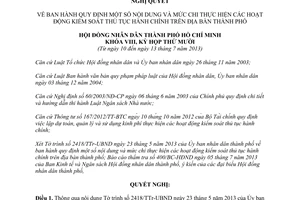 Nghị quyết 10/2013/NQ-HĐND chi kiểm soát thủ tục hành chính thành phố Hồ Chí Minh